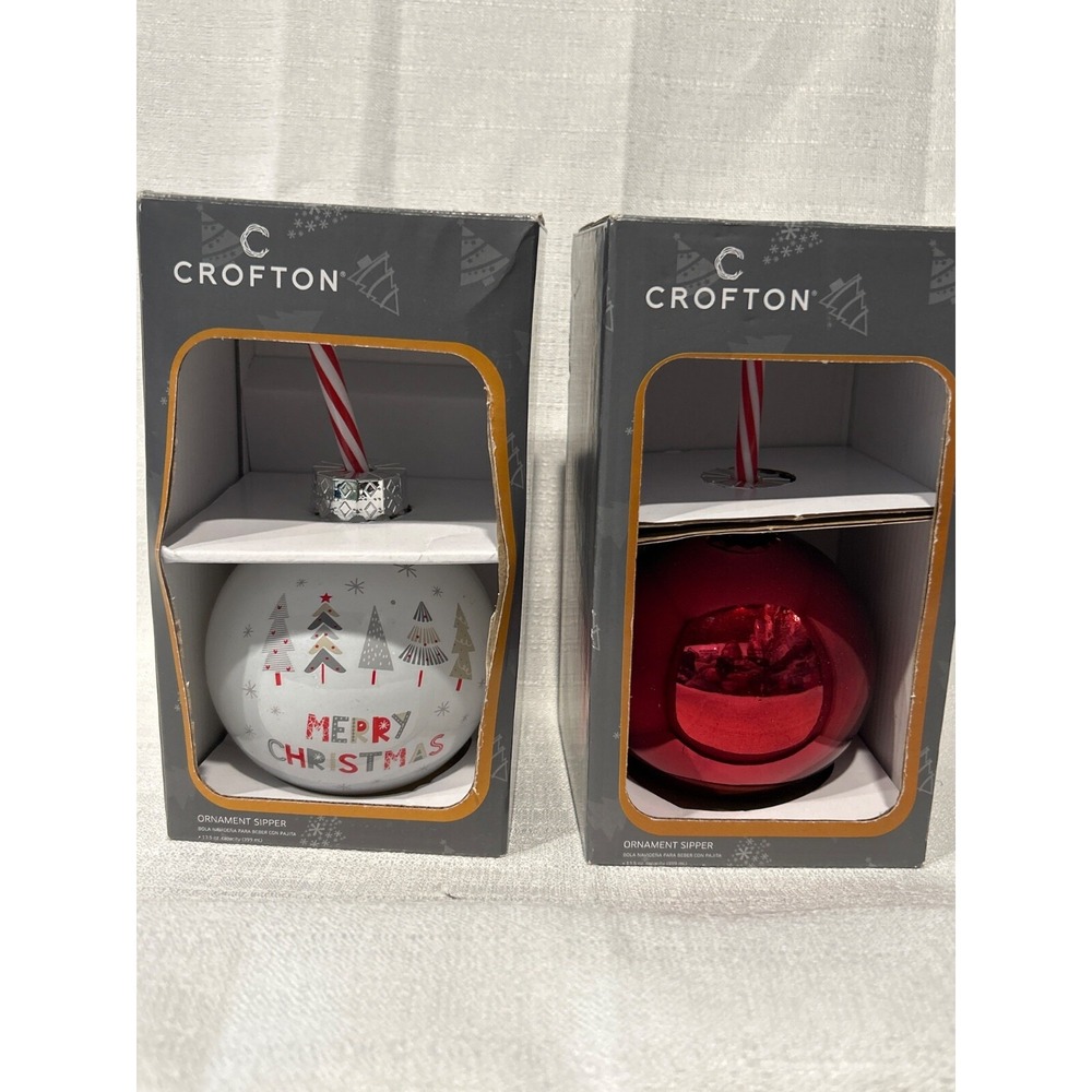 Lot of 2- Crofton Ornament Sipper 13.5oz with straw NEW‎